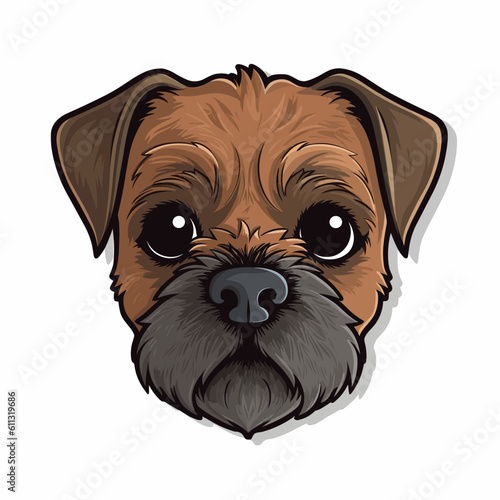 Comic-Cartoon-Zeichnung eines Border Terrier Kopfes