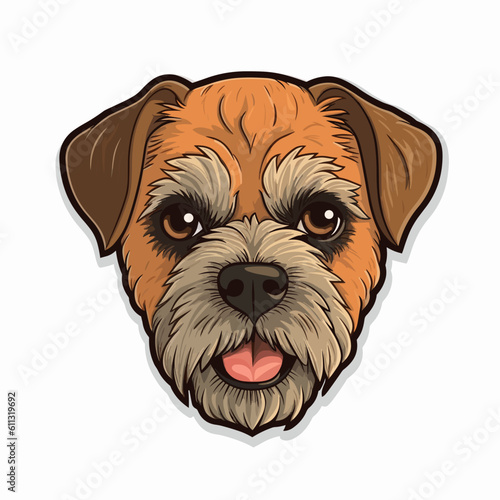 Comic-Cartoon-Zeichnung eines Border Terrier Kopfes