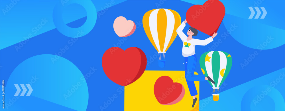 Happy Valentine's Day flat character vector concept operation hand drawn illustration
