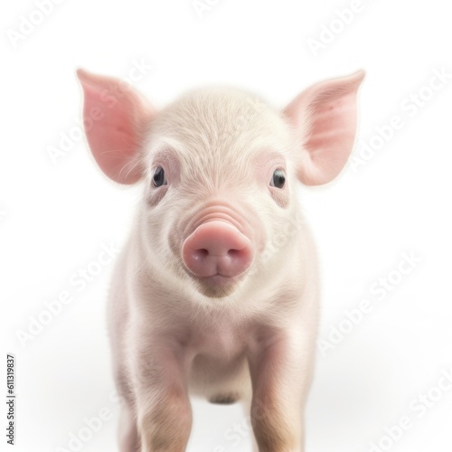 Cute pig portrait isolated. Illustration AI Generative.