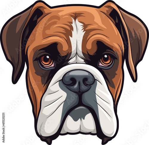 Comic-Cartoon-Zeichnung eines Deutschen Boxer Kopfes