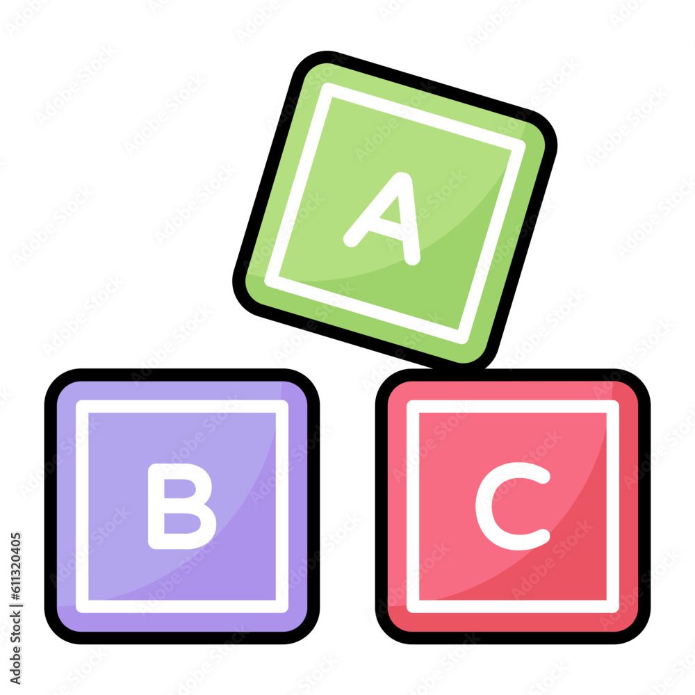 Alphabet Cubes Line Color Icon Alphabet Cubes Line Color Icon