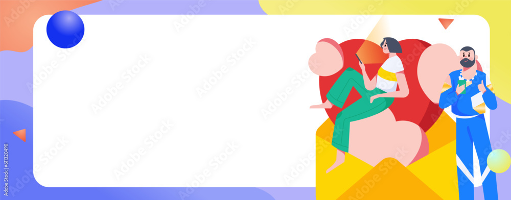 Fototapeta premium Happy Valentine's Day flat character vector concept operation hand drawn illustration 