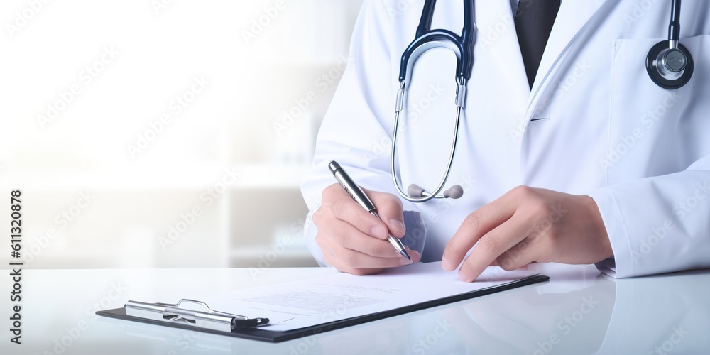 hands of a medical doctor prescribing something to a patient. Image ai generate. Generative AI hands of a medical doctor prescribing something to a patient. Image ai generate. Generative AI