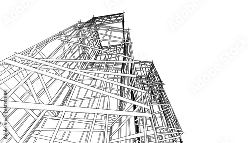 Modern building 3d. Architectural background