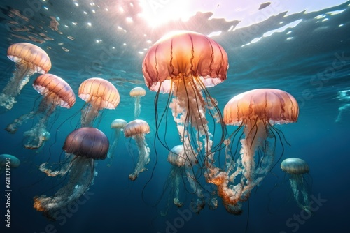 nature ecology problem medusa jellyfish close-up generative ai
