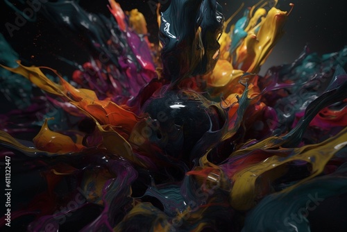 A colorful abstract design with a mix of dark and moody tones and hues inspired by gothic art, Generative AI