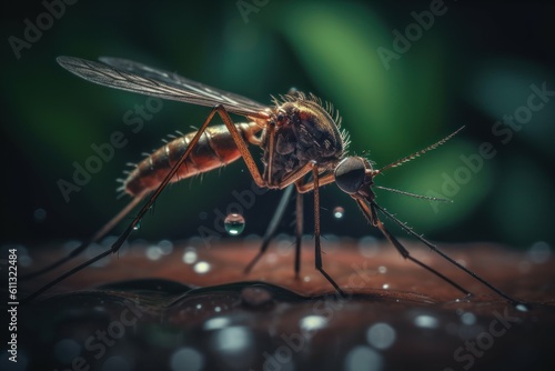 mosquito close-up virus ecology generative ai photo