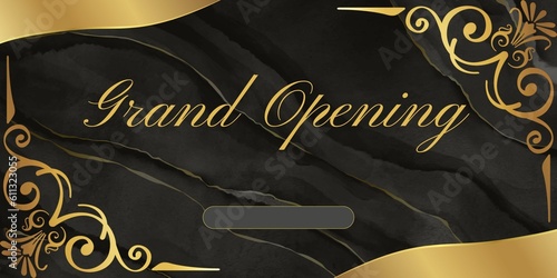 grand opening invitation and inauguration banner background with frame for text