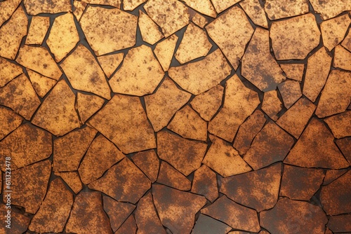 Cracked bronze metal background texture created with Generative AI technology