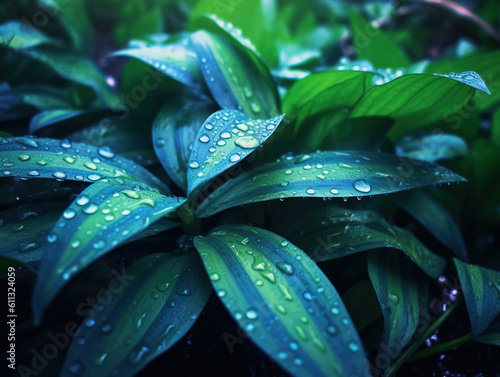 Tropical green leaf in dark tone.