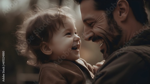 Fictional Persons. Joyful playtime, playful image of a father and child engaging in fun activities