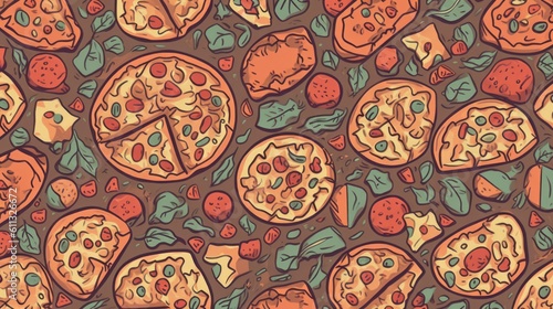 Pizza Pattern  Fast Food Patterns  Pizza  Italian Kitchen  Junk Food Patterns  Ai Generated Art.
