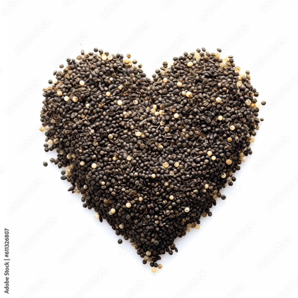 Top view, ground pepper in the shape of a heart Top view, ground pepper in the shape of a heart