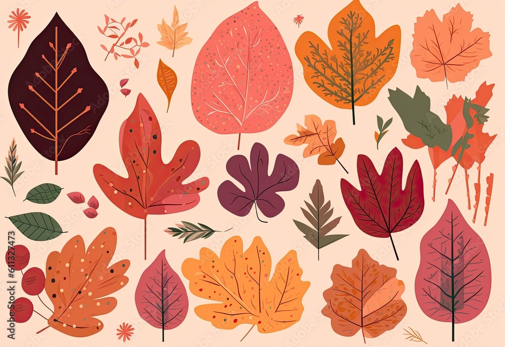 Autumn falling colorful leaves. Generative AI