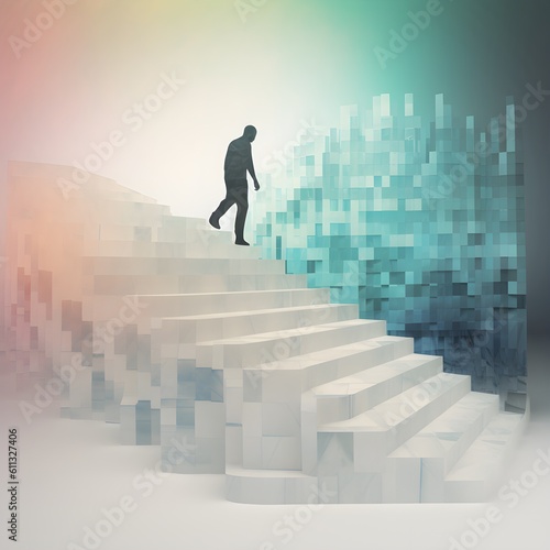 Ascending towards greatness, illustration depicting journey of achievement