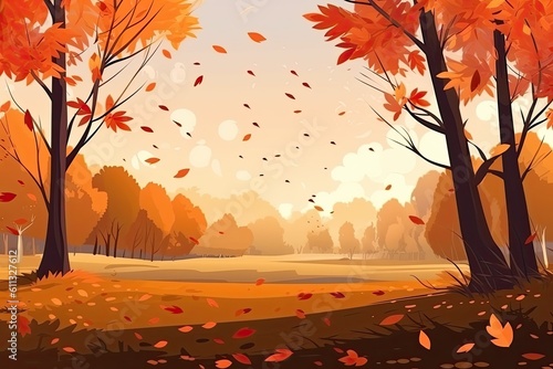 Beautiful fall day in a lonely park. Generative AI