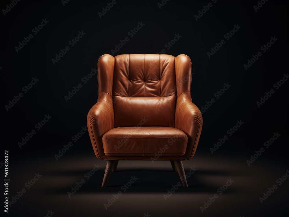 Generative ai illustration of luxurious brown leather armchair