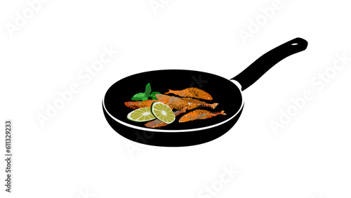 Pan Fried Smelts in a frying pan