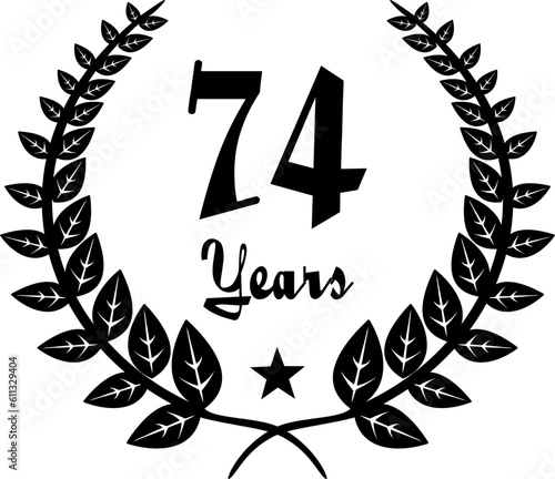 74 Years Anniversary stilyzed Laurel, black and white
