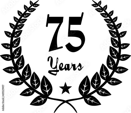 75 Years Anniversary stilyzed Laurel, black and white