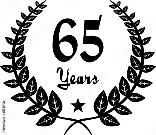65 Years Anniversary stilyzed Laurel, black and white