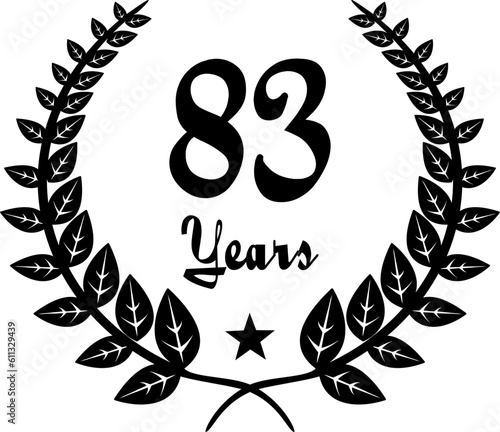 83 Years Anniversary stilyzed Laurel, black and white