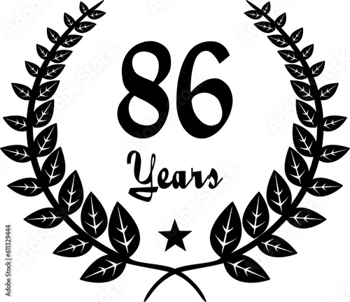 86 Years Anniversary stilyzed Laurel, black and white
