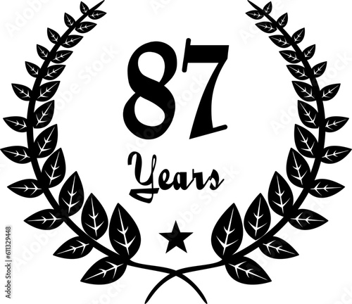 87 Years Anniversary stilyzed Laurel, black and white