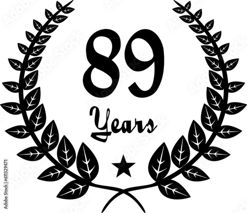 89 Years Anniversary stilyzed Laurel, black and white