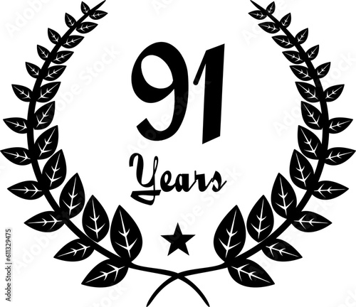 91 Years Anniversary stilyzed Laurel, black and white