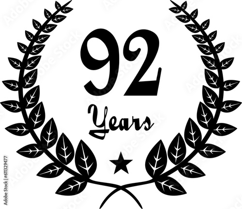 92 Years Anniversary stilyzed Laurel, black and white