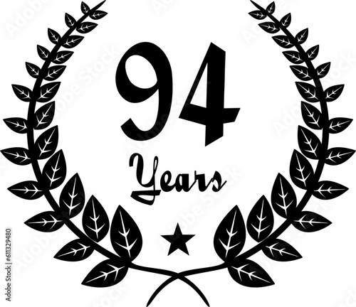 94 Years Anniversary stilyzed Laurel, black and white