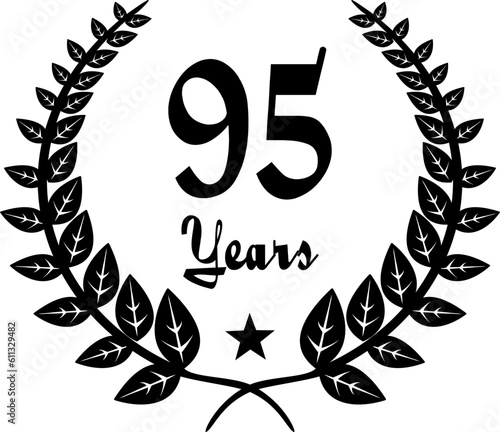 95 Years Anniversary stilyzed Laurel, black and white