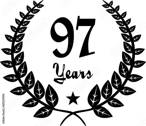 97 Years Anniversary stilyzed Laurel, black and white
