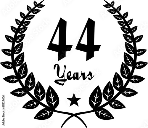 44 Years Anniversary stilyzed Laurel, black and white