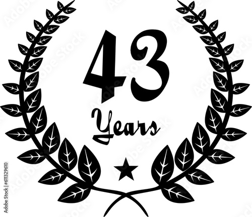 43 Years Anniversary stilyzed Laurel, black and white