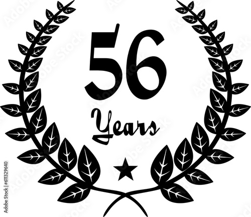 56 Years Anniversary stilyzed Laurel, black and white