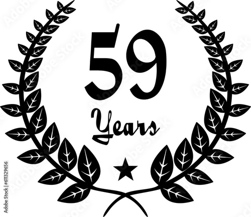 59 Years Anniversary stilyzed Laurel, black and white