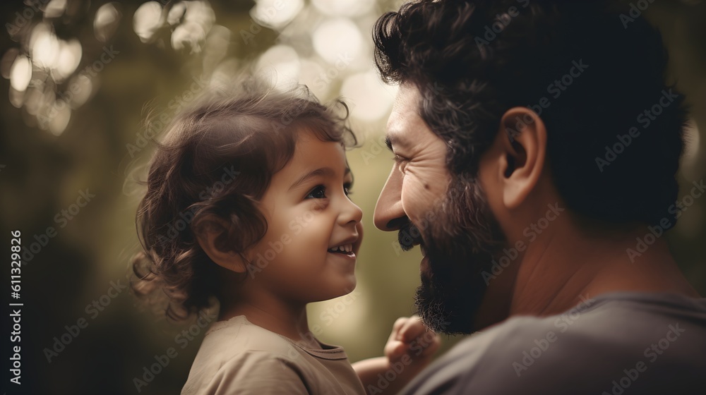 Fictional Persons. Family joy, heartfelt image of a father and child sharing happiness and togetherness