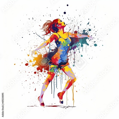 Dancer girl with colorful spots ,generative AI © salahchoayb