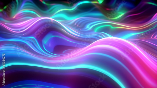 Futuristic holographic background, Psychic glowing waves created with generative ai