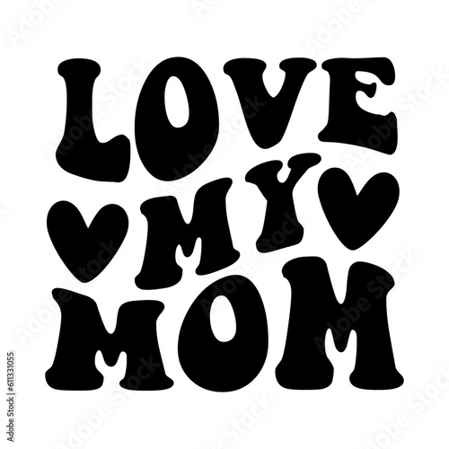 Hand lettering mama groovy retro mom boho hippie text mother quotes vintage wife girl typography wavy text smile face