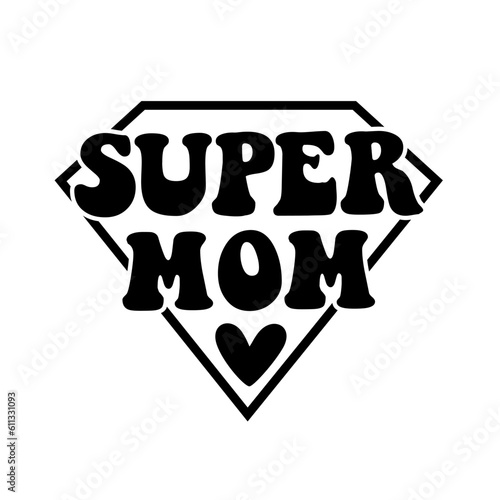 Hand lettering mama groovy retro mom boho hippie text mother quotes vintage wife girl typography wavy text smile face