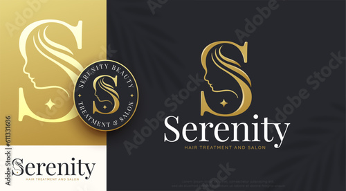 beauty monogram letter s woman silhouette logo design