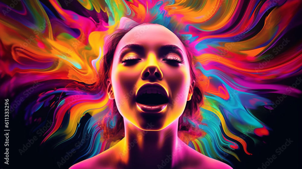 Fototapeta premium Pop Art Fusion of Psyche, Fashion created with AI generative