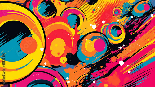 Fototapeta Naklejka Na Ścianę i Meble -  Psychedelic Dreamscape, A Vibrant Pop Art Adventure - Created with Generative AI