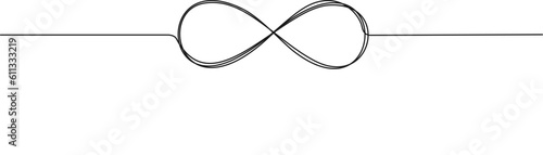 continuous single line drawing of infinity symbol, line art vector illustration