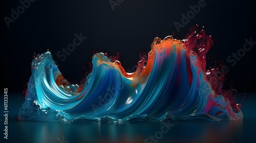 Whimsical colorful waves, abstract paint wave design