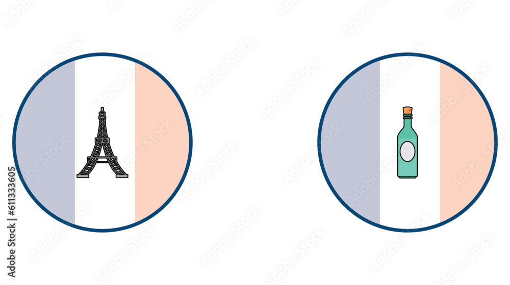 vector icon set of french culture with blue white and red color background vector icon set of french culture with blue white and red color background